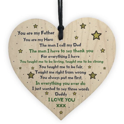 B&Q -  Handmade Daddy Gifts Wooden Heart Gift For Daddy Birthday From Daughter Son Keepsake