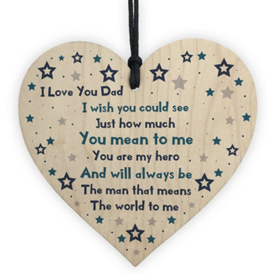 B&Q -  Handmade Gift For Dad Wooden Heart Dad Birthday Gift Daughter Son Thank You Gift For Him