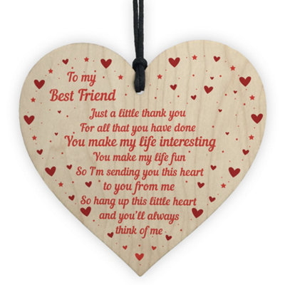 B&Q -  Best Friend Gifts Handmade Wooden Heart Gift For Friend Novelty Friendship Gifts For Birthday