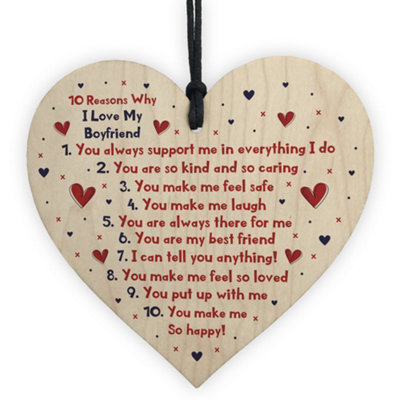 Red Ocean Handmade 10 Reasons Why I Love You Gift For Boyfriend Valentine's Day Anniversary Gift from B&Q