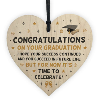 Red Ocean Congratulations On Your Graduation Gift Wooden Heart Degree Graduation Gift Keepsake Plaque from B&Q