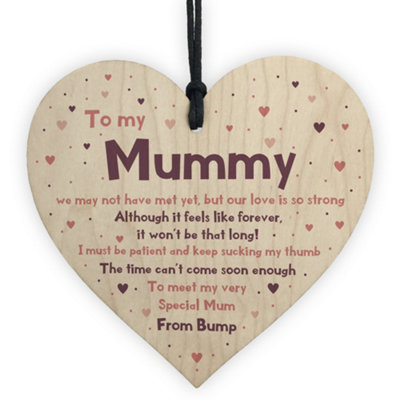 B&Q -  Mummy To Be Gifts From Bump Wooden Heart New Baby Gift Mothers Day Gift Keepsake