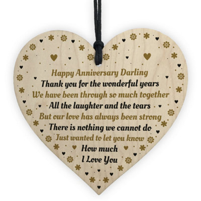Red Ocean Happy Anniversary Gift For Your Boyfriend Girlfriend Husband Wife Wood Heart Thank You Keepsake from B&Q