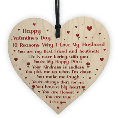 B&Q -  Novelty Valentines Gift For Husband Wooden Heart Gift For Her Special Keepsake Love Sign