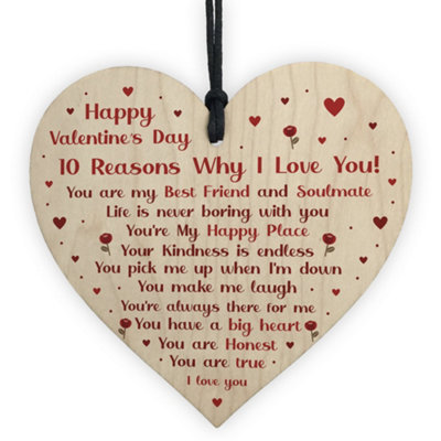 Red Ocean Novelty Valentines Gift For Boyfriend Husband Wife Wood Heart Special Keepsake Love Sign from B&Q
