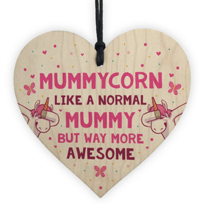 Red Ocean Funny Mummycorn Wooden Heart Gift For Mummy Birthday From Daughter Son Keepsake from B&Q