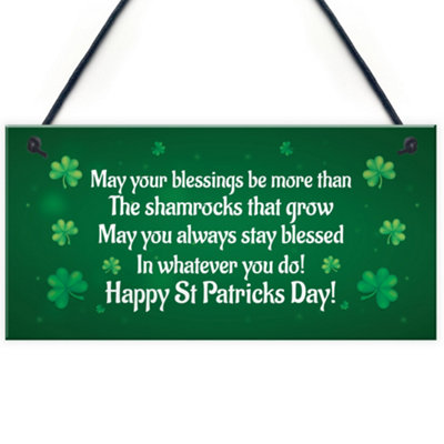 Red Ocean Novelty St Patricks Day Hanging Sign Plaque Irish Blessing Lucky Novelty Friendship Gifts from B&Q