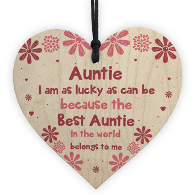 Red Ocean Special Gift For Auntie Sister Wooden Heart Auntie Birthday Thank You Gift For Her Keepsake from B&Q