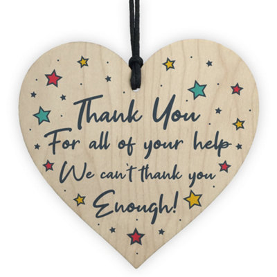 Red Ocean Thank You For Your Help Gift For Teacher Nurse Volunteer Carer Wooden Heart Gift For Her Him