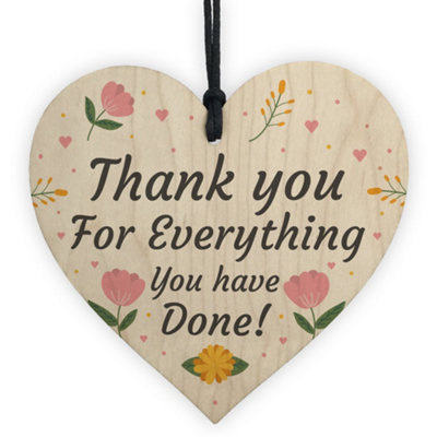 Red Ocean Thank You For Everything Gift For Teacher Nurse Carer Volunteer Friend Wood Heart