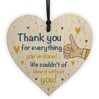 Red Ocean Thank You Gift For Colleague Wood Heart Gift For Nurse Teacher Carer Volunteer from B&Q