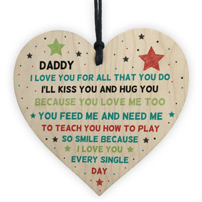 Red Ocean Special Gift For Dad Wooden Heart Fathers Day Gift For Dad From Son Daughter Baby from B&Q