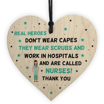 Red Ocean Special Thank You Gift For A Nurse Wood Heart Nhs Hospital Present Keepsake from B&Q