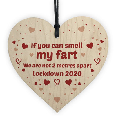 Red Ocean Rude Funny Gift For Husband Wife Wood Heart Lockdown Gift For Mum Dad Brother from B&Q