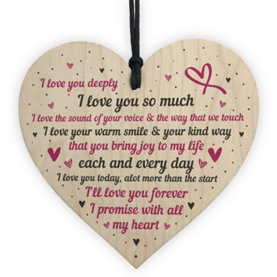 Red Ocean Love Sign Wooden Heart Plaque Birthday Anniversary Gift For Him For Her Soulmate Gift from B&Q