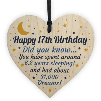 Red Ocean 17Th Birthday Card For Daughter Son Wooden Heart Novelty 17Th Gift Keepsake from B&Q
