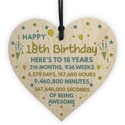 Red Ocean 18Th Birthday Gift For Daughter Son 18Th Birthday Card Wooden Heart Keepsake Gift from B&Q
