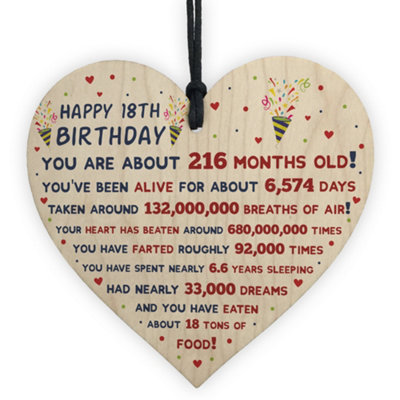 Red Ocean 18Th Birthday Gift For Daughter Son 18Th Birthday Facts Wooden Heart Keepsake Gift from B&Q