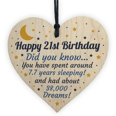B&Q -  21St Birthday Card For Daughter Son Wood Heart Novelty 21St Birthday Gift Him Her