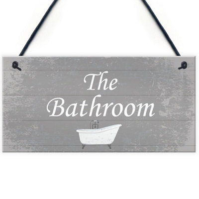 Red Ocean Bathroom Sign For Door Bathroom Sign Accessories Shabby Chic Toilet Loo Sign from B&Q