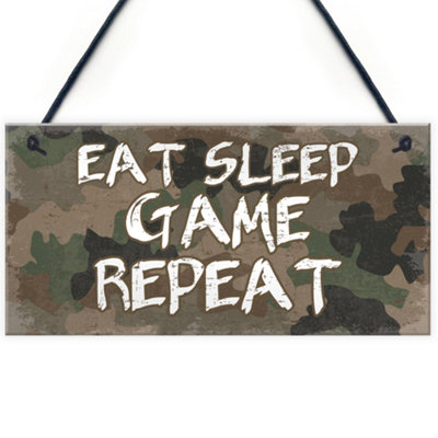 Red Ocean Gaming Sign Funny Gamer Gift For Boys Bedroom Decor Man Cave Sign For Son Dad from B&Q