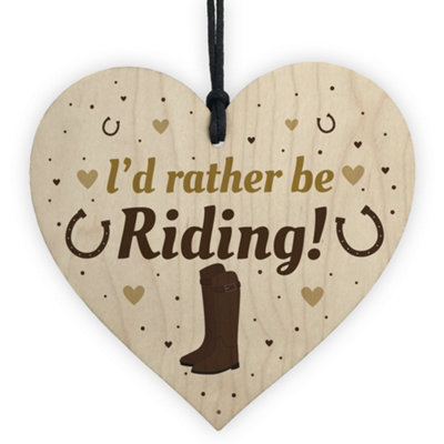 Red Ocean Funny Horse Lover Gift Rather Be Riding Wooden Heart Stable Door Sign Plaque Gift from B&Q