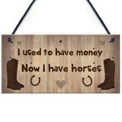 Red Ocean Horse Sign Funny Birthday Xmas Gift For Friend Horse Lover Stable Bedroom Sign Gift from B&Q