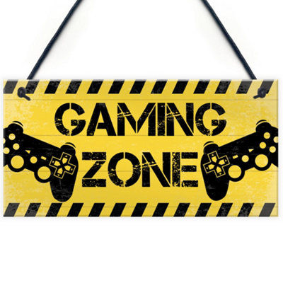 Red Ocean Gaming Zone Plaque For Boys Bedroom Man Cave Gaming Gamer Accessories Novelty Gift For Son Brother from B&Q