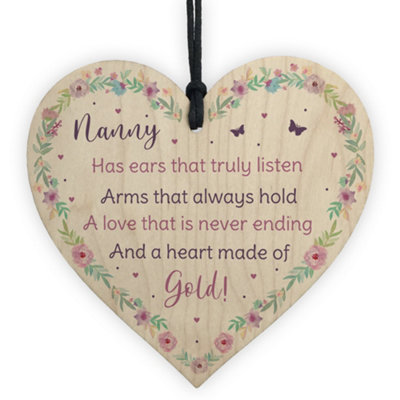 Red Ocean Nanny Gift For Birthday Christmas From Grandchildren Wood Heart Thank You Gift from B&Q