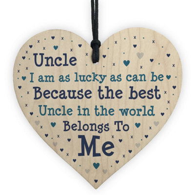 Red Ocean Best Uncle Gift Novelty Uncle Gift For Birthday Christmas Wood Heart Gift For Him From Niece Nephew from B&Q