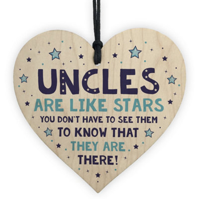 B&Q -  Novelty Uncle Gift From Niece Nephew Uncle Birthday Christmas Gift Wood Heart Plaque