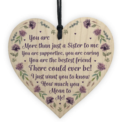 B&Q -  Best Friend Sister Gift Wooden Heart Thank You Birthday Xmas Gift For Sister Keepsake