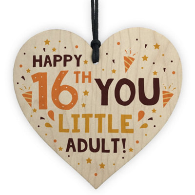 Red Ocean Funny 16Th Birthday Card Wooden Hanging Heart Sixteenth Gift For Daughter Son from B&Q
