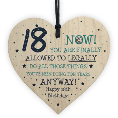 Red Ocean Funny 18Th Birthday Gift Hanging Wood Heart 18Th Birthday Daughter Son Gift Keepsake from B&Q
