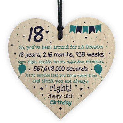 Red Ocean Rude Funny 18Th Birthday Gift For Daughter Son Wooden Heart 18Th Birthday Card from B&Q