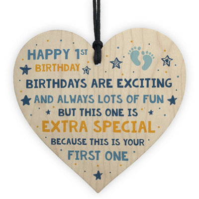 Red Ocean 1St Birthday Gift For Daughter Son Babys First Birthday Gift Wooden Heart Keepsake from B&Q