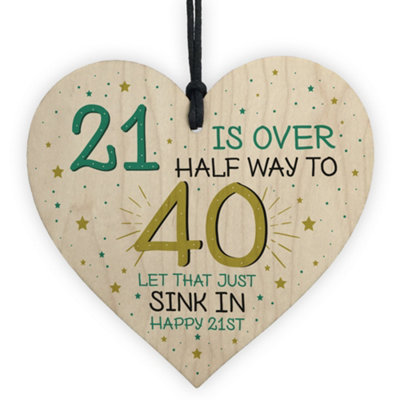 B&Q -  Rude Funny 21St Birthday Gift For Daughter Son Wooden Heart 21St Birthday Card