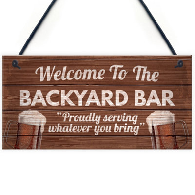 Red Ocean Novelty Backyard Bar Hanging Plaque For The Garden / Man Cave / Kitchen Funny Sign Christmas Gift from B&Q