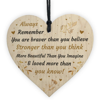Red Ocean Braver Stronger Beautiful Positive Quote Sign For Best Friend Birthday Friendship Gift Keepsake from B&Q