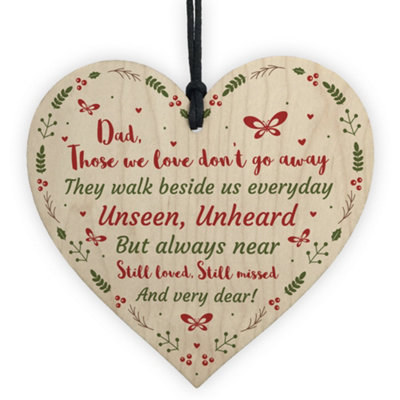 Red Ocean Christmas Memorial Bauble Dad Father Wood Rememberance Heart Tree Decor from B&Q