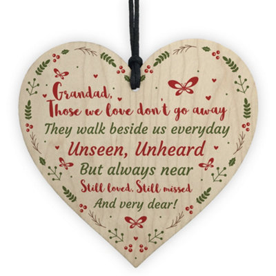 B&Q -  Handmade Memorial Gift Wooden Heart Remembrance Plaque For Grandad Keepsake Gifts