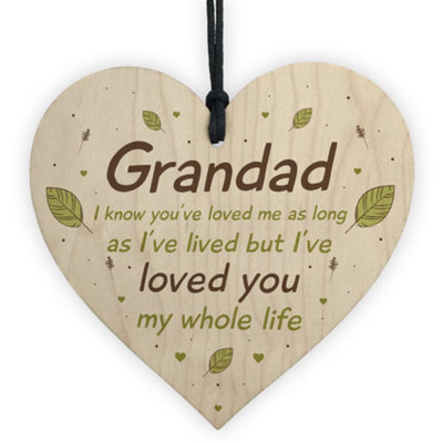 B&Q -  Novelty Grandad Gift For Birthday Christmas Gift From Grandchildren Wood Heart Gift