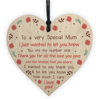 B&Q -  Handmade Wooden Heart Gift For Mum From Daughter Or Son Keepsake Gift
