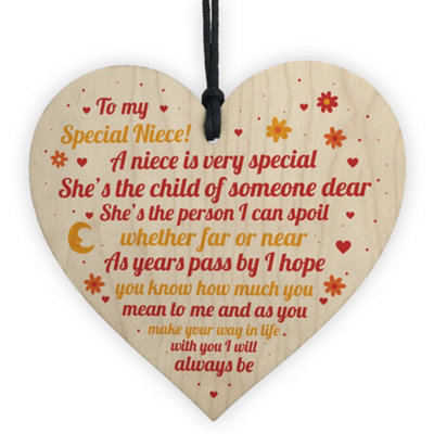 Red Ocean Niece Gifts From Auntie Uncle Handmade Wooden Heart Gift For Niece Keepsake from B&Q