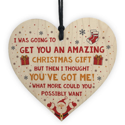 B&Q -  Funny Christmas Gift For Mum Dad Sister Brother Wooden Heart Funny Xmas Gift