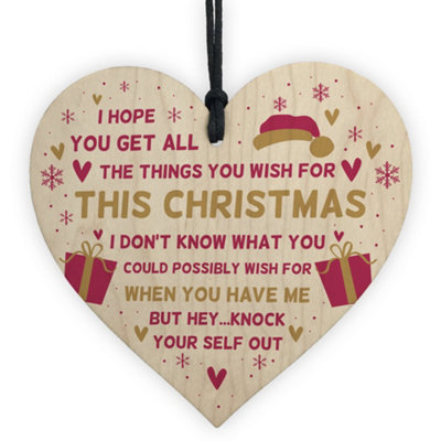 Red Ocean Novelty Funny Christmas Gift For Mum Dad Brother Sister Wooden Heart Present from B&Q