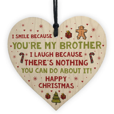 Red Ocean Novelty Brother Christmas Gift Wooden Heart Quirky Brother Gifts From Sister from B&Q