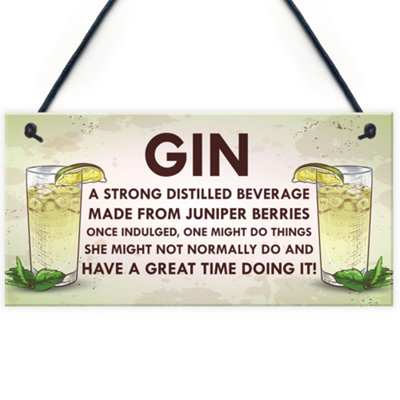 Red Ocean Funny Kitchen Humorous Wall Plaque Vintage Shabby Chic Home Bar Sign Gin Gift from B&Q
