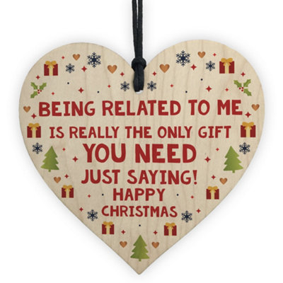 Red Ocean Christmas Gift For Mum Dad Brother Sister Wood Heart Funny Christmas Gift Novelty Gift from B&Q
