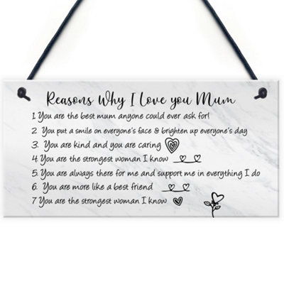 Red Ocean Reasons Why I Love Mum Birthday Christmas Gift Hanging Plaque Mum Gift From Daughter Son from B&Q